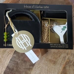 HOUSE OF HARLOW 1960 NWT MINI 3 IN 1 MARTINI SET. BAG . GIFT